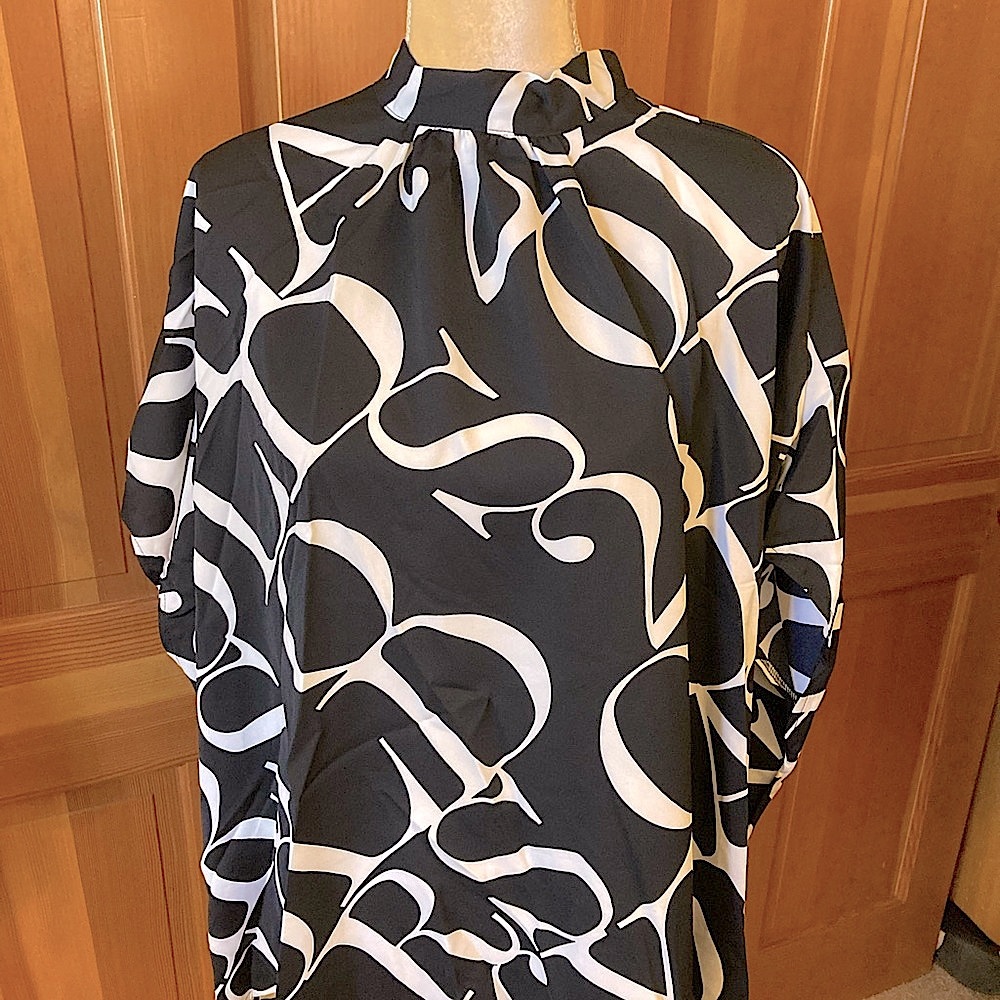 Dolman Sleeved Letter Print Designer Blouse. - Picture 4 of 14